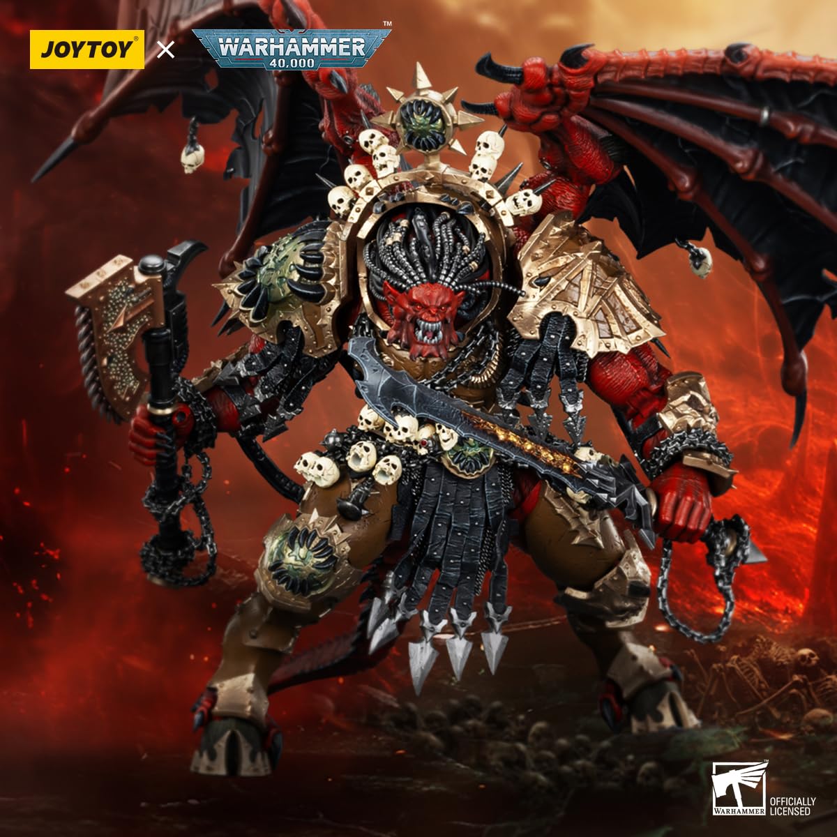 Beerise Joytoy 1/18 Action Figures - Warhammer The Horus Heresy World Eaters Angron Daemon Primarch Of Khorne - 15,Collection Mo
