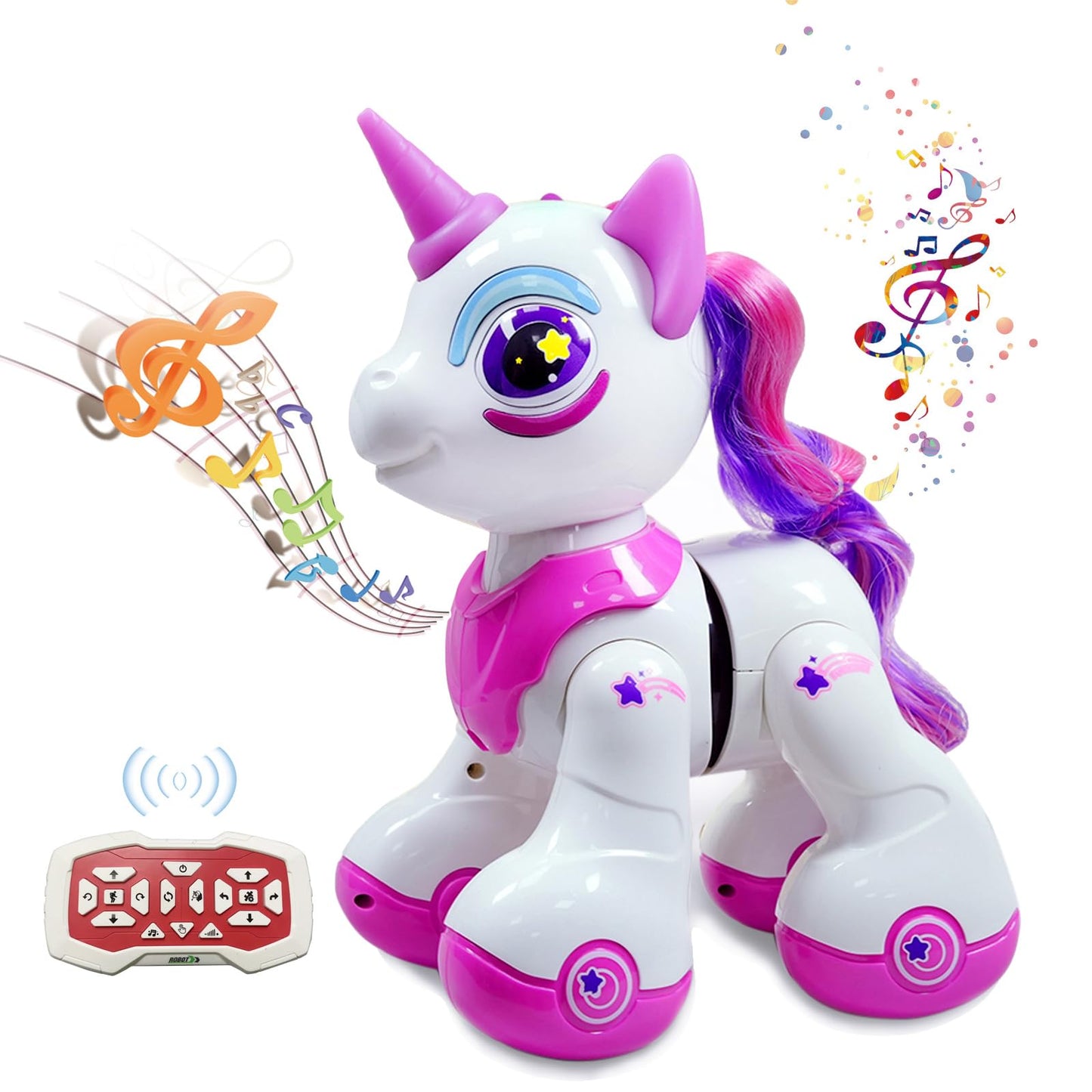 SIMPLEFINE Robot Pet,Unicorn Toys for Girls Age 4-6 | Remote Control Robot with Walking & Dancing | Adorable Pink Unicorn Birthd