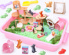Lorfancy Cat Sandbox Toys Kids Play Sand Kit Toddler Sensory Bin Toy 2.2Lbs Sand Pet Cat Figures Care Role Pretend Play Beach To