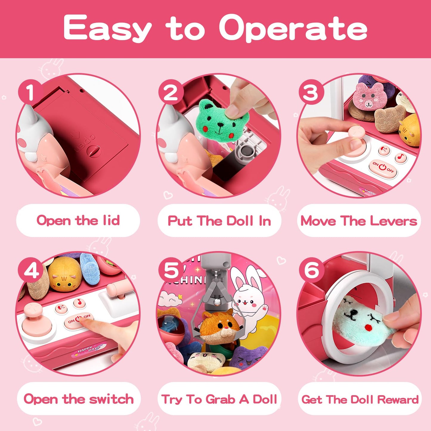 Aiqi Kids Claw Machine, Mini Candy Vending Grabber, Prize Dispenser Toys For Girls And Boys, Electronic Claw Game Machine For Pa