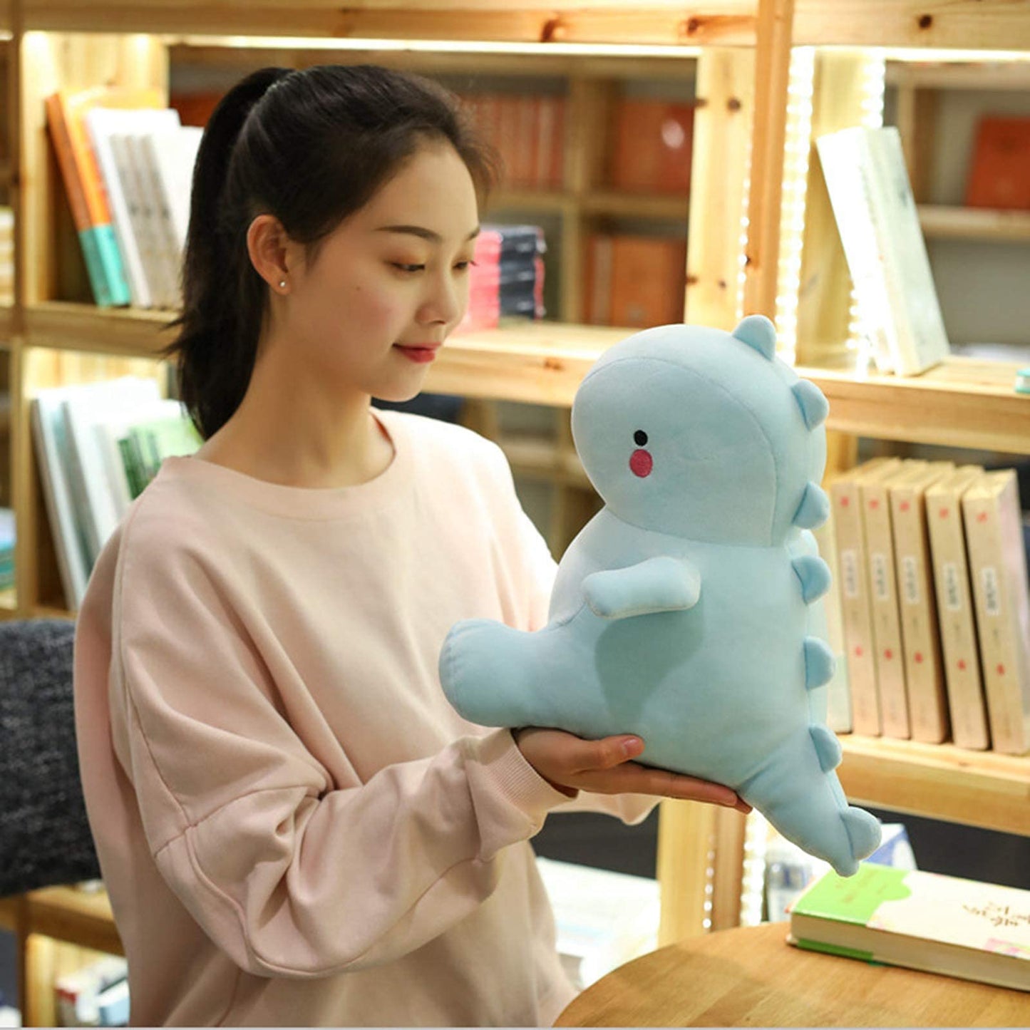 VHYHCY Cute Dinosaur Plush Toy - Fat 12 Inch Soft Dino Stuffed Animal in Quiet Blue, Perfect Birthday Gift for Kids Girls and Boys