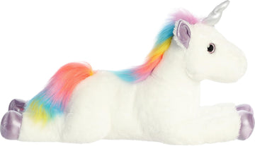 Aurora® Adorable Super Flopsie™ Rainbow Unicorn™ Stuffed Animal - Playful Ease - Timeless Companions - Multicolor 27 Inches
