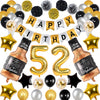 Naninuneno 52Nd Gold Birthday Decorations, Gold Black Silver Happy Birthday Balloons Supplies For Boy Men Girl Women, 52 Birthda