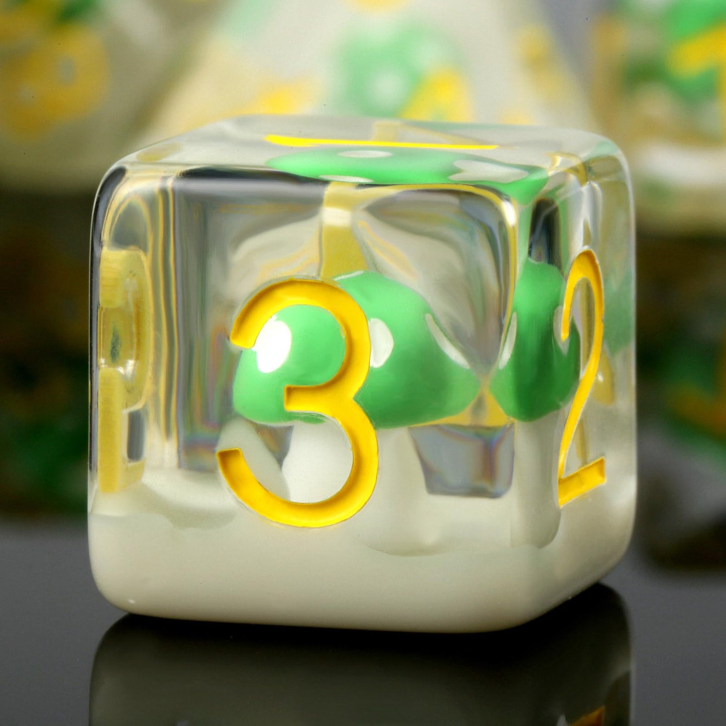 Mushrooms D&D Dice, DNDND 7PCS Resin DND Dice with Velvet Bag for Dungeons and Dragons Role Playing Games and Tabletop Games(Gre