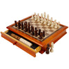 Juegoal 12-Inch Wooden Chess & Checkers Set, Portable Board Game, Brown, Model XQ-CTH with Storage Drawer for Kids & Adults