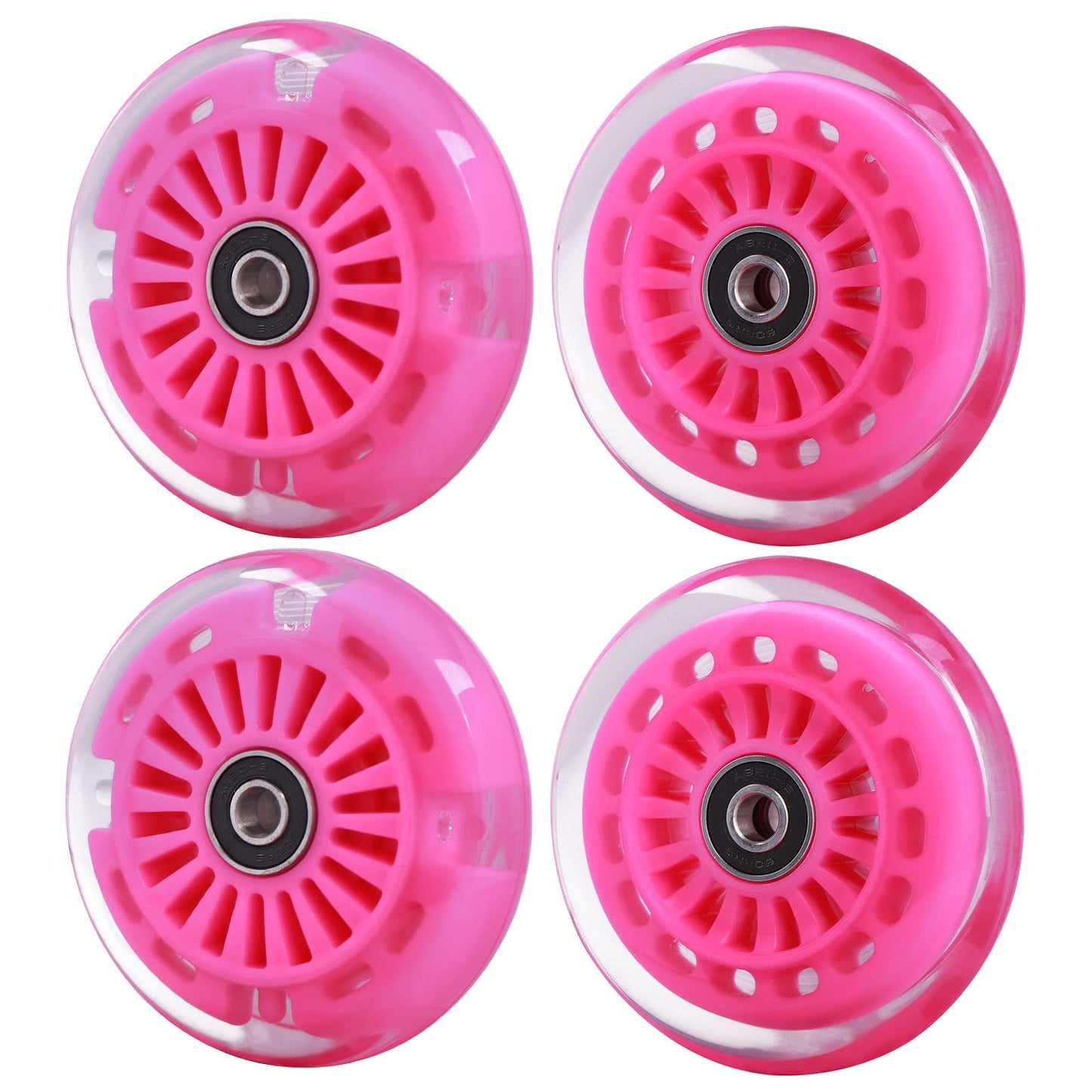 Wiggle Car Polyurethane Replacement Wheels Set (Front,2P Light Up), Swing Car Tires Pack (Rear,2P Narrower) Upgrade For Ride-On