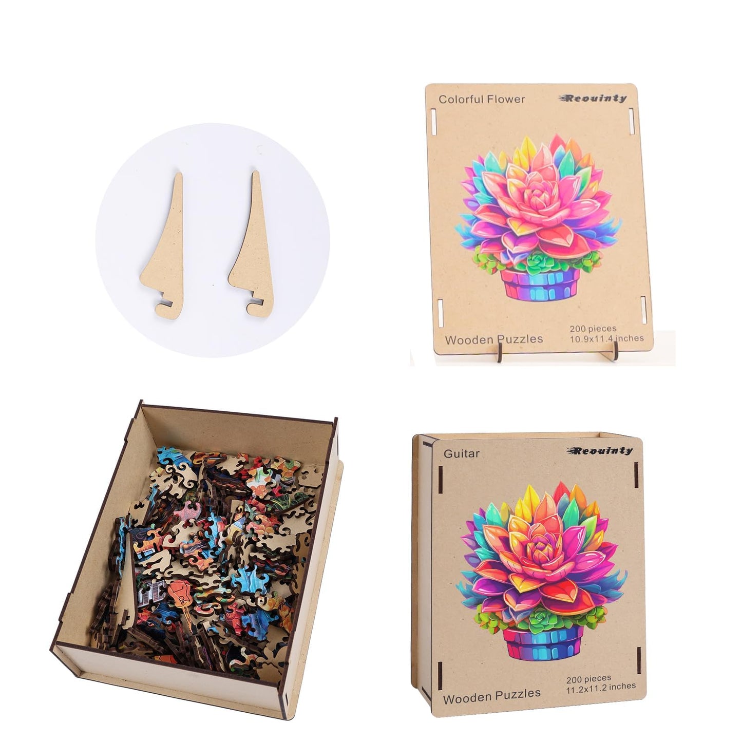 Reouinty Wooden Puzzle Colorful Flower 200Pcs
