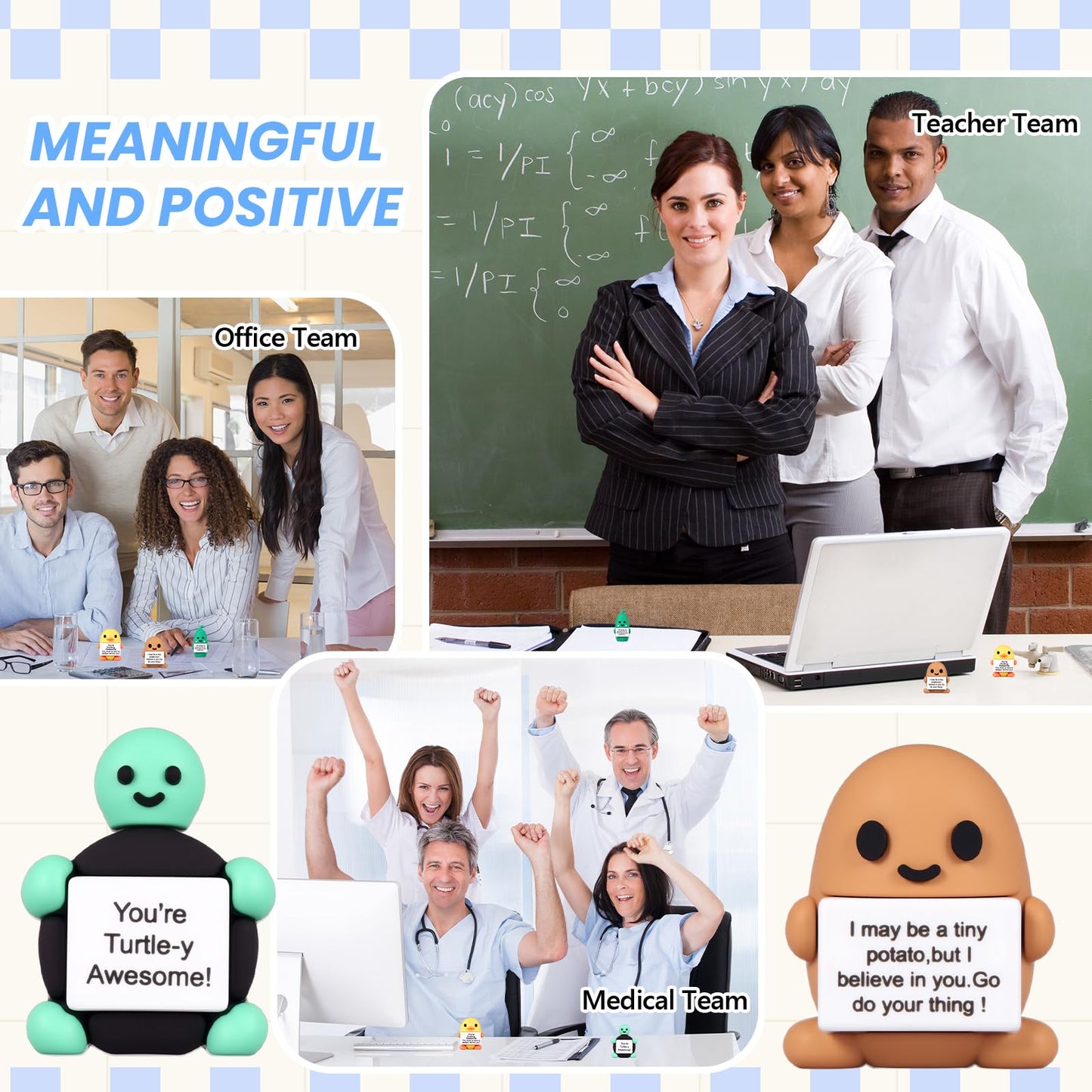 Gejoy 48 Sets Funny Positive Dolls Emotional Toy with Positive Card Encouraging Rubber Duck Pickle Potato Stone Turtle Flamingo Inspirational Birthday Gifts for Coworkers Students Friends Room Decor