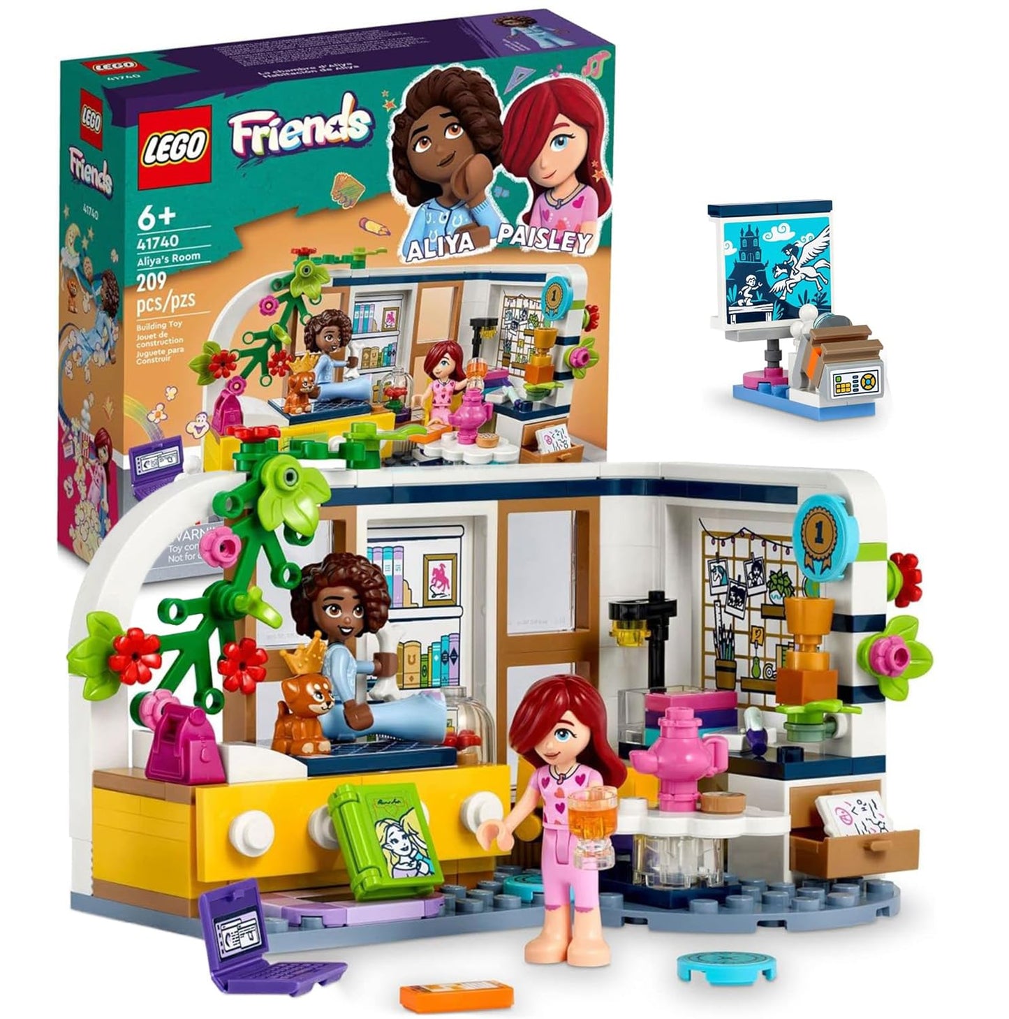 Lego Friends Aliya'S Room Building Set 41740 Collectible Toy Set, Pretend Play Mini Sleepover Party Bedroom Playset, Great Gift For Girls Boys Kids Ages 6+ With Paisley And Aliya Mini-Dolls And Puppy