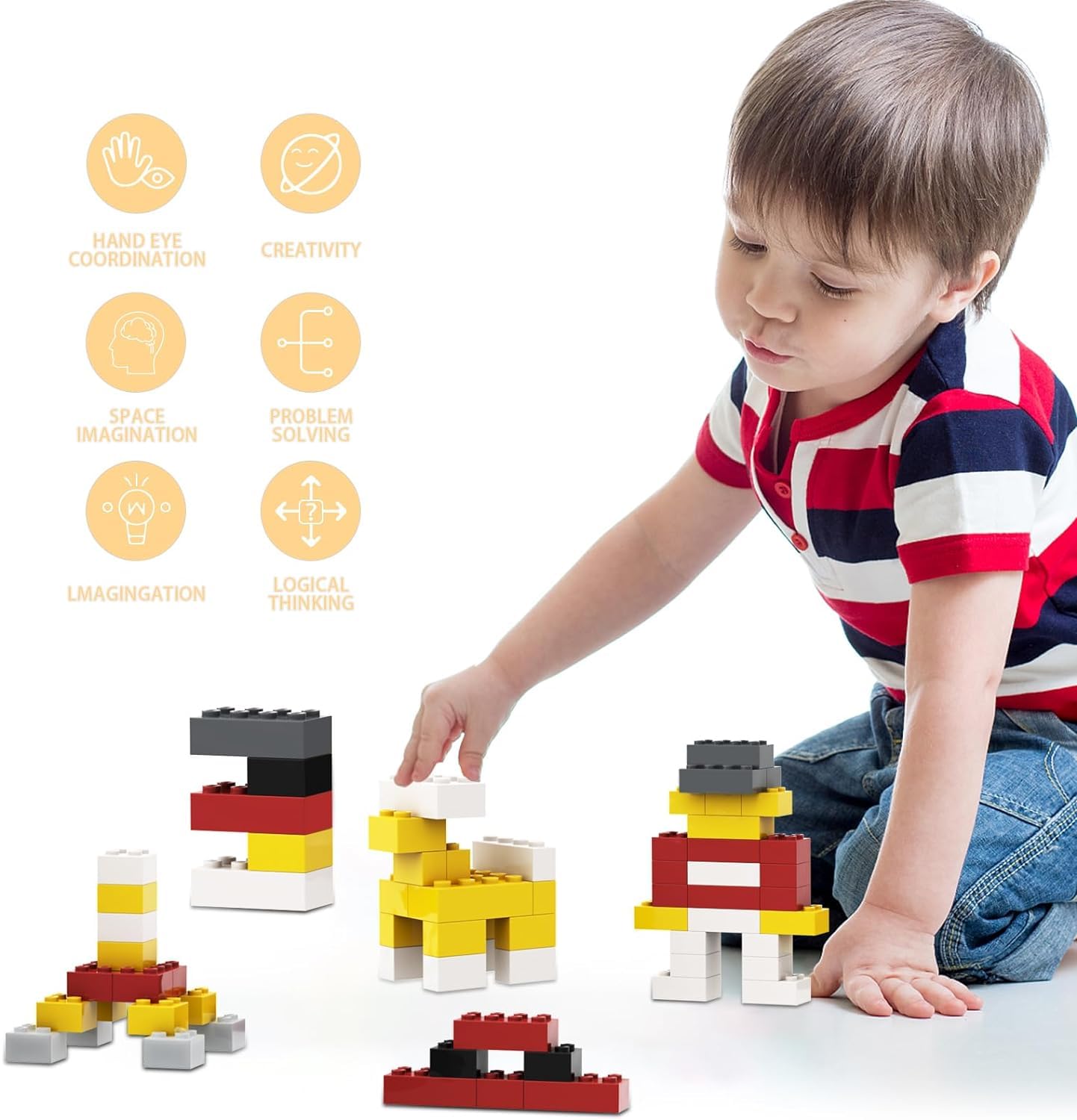 100 Piece Black Bricks Bulk, 12 Size Black Classic Building Blocks Bricks, Compatible With Lego Parts And Pieces(Color: Black)