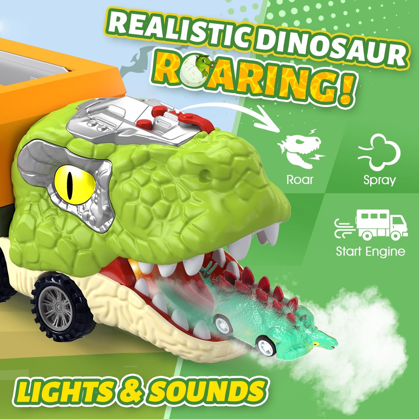 Dinosaur Toys for Kids 3-5, 5-7 Year Old Boys, Big Dinosaur Truck with 10 Mini Car, Dinosaur Cars for Toddlers 3-4 Years, Kids T