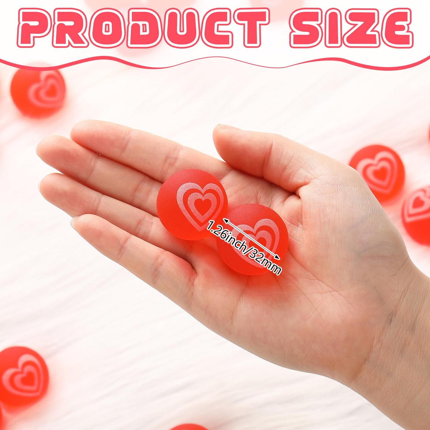 Leitee 12 Pcs Valentines Bouncy Balls 32 Mm Valentines Day Party Favors Glow In The Dark Heart Shaped Stress Relief Fidget Toys