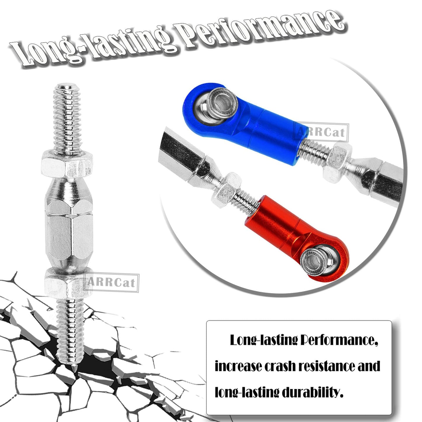 RC Upgrades Part for 1/10 Granite 4X4 Mega550, 1/10 Senton 4X4 Mega550 RC Car,6 Pieces Aluminum Adjustable Turnbuckles Camber Li