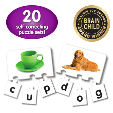 The Learning Journey: Match It! - Letters - 20 Piece Self-Correcting Spelling Puzzles For Three Letter Words With Matching Images - Learning To Read Games For Ages 4 And Up - Award Winning Toys