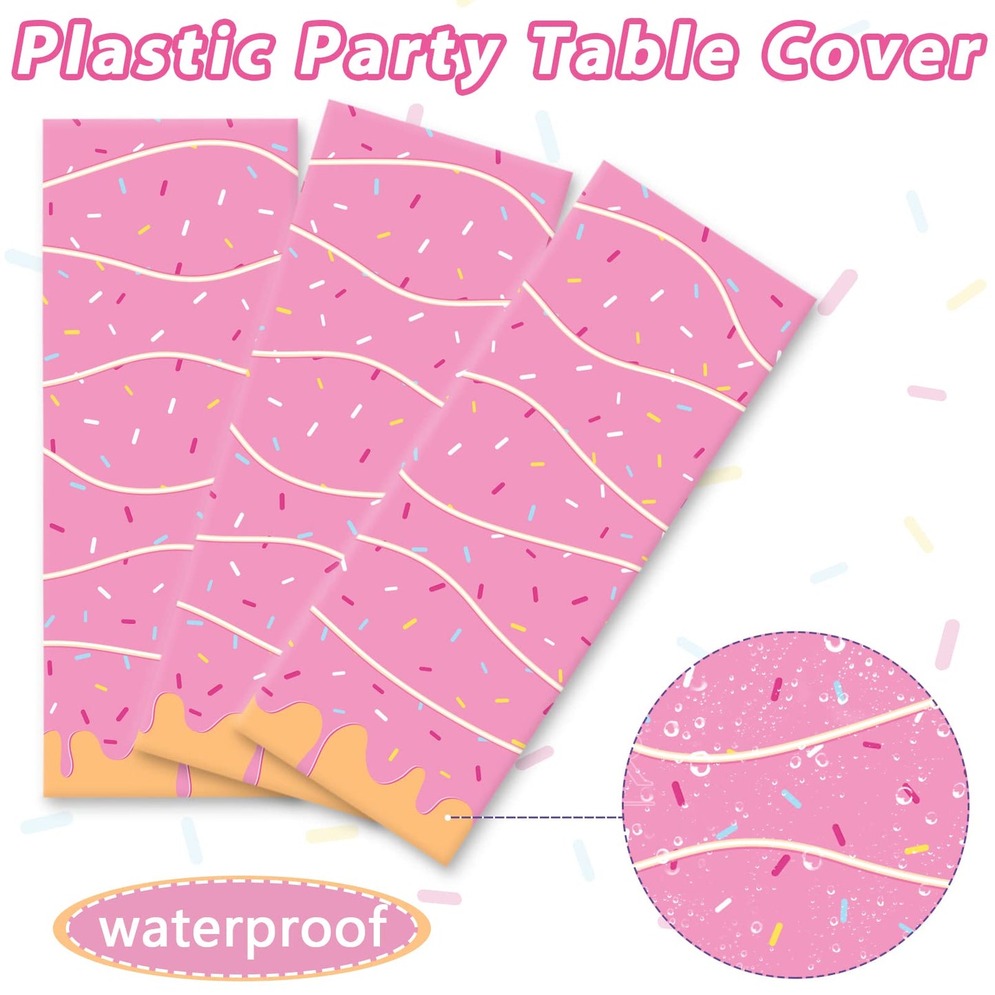 3Pcs Donut Themed Birthday Party Decorations Donut Themed Party Plastic Table Cover Girls Birthday Party Supplies Rectangular Tablecloth 108 * 54Inch Disposable Plastic Goods Decor Home Party Decor