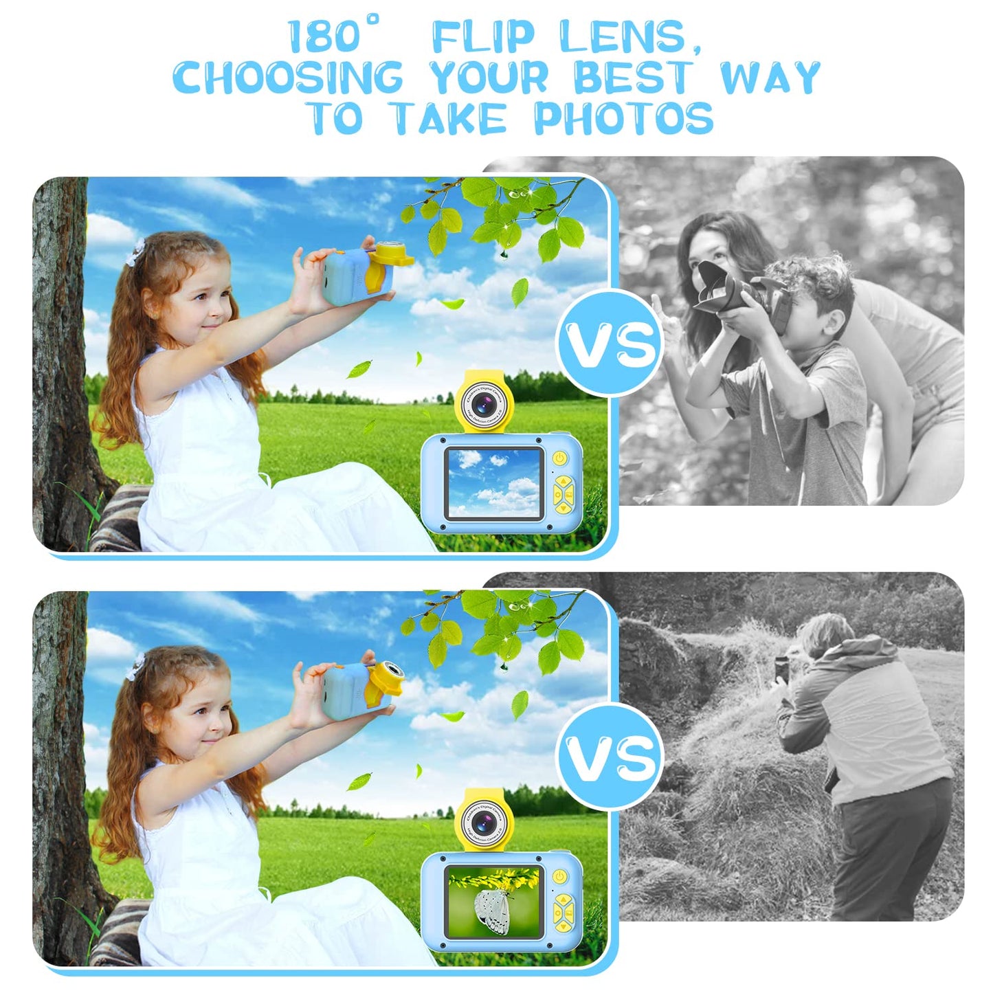 Kid Camera,Arnssien Camera For Kid,2.4In Ips Screen Digital Camera,180°Flip Len Student Camera,Children Selfie Camera With Playback Game,Christmas/Birthday Gift For 4 5 6 7 8 9 10 11 Year Old Girl Boy