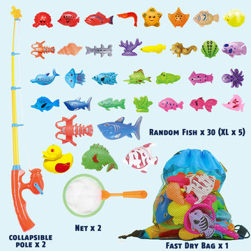 Cozybomb Magnetic Fishing Game For Kids | Bath Pool Toys Set For Water Table Learning Education Fishin For Bathtub Fun With Anim
