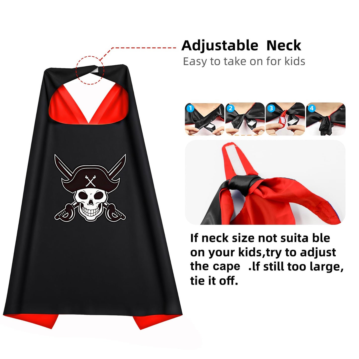 Riorand Cartoon Pirate Dress Up Satin Capes Cosplay Birthday Party Kids Costume 1Pcs 04