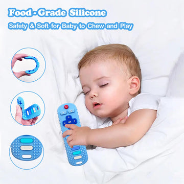 Ersihua 2-Pack Silicone Baby Teething Toys, Tv Remote Teethers For 6-12-18 Months Infant, Fire Remote Shape Toddlers Silicone Te