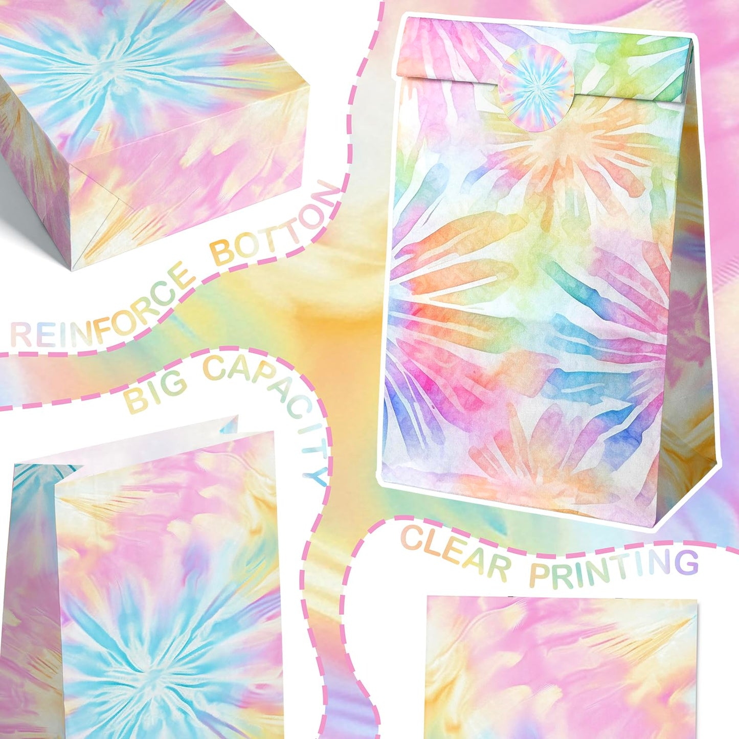 Outego Tie Dye Party Favor Bags Tie Dye Goodie Bags Tie Dye Party Favors For Kids Tie Dye Birthday Party Supplies