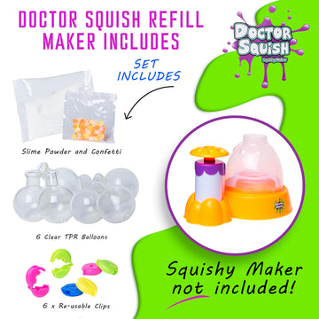 Doctor Squish Glow in The Dark Squishy Pack Refills - DIY Neon Squishy Making Kit for Creative Fun
