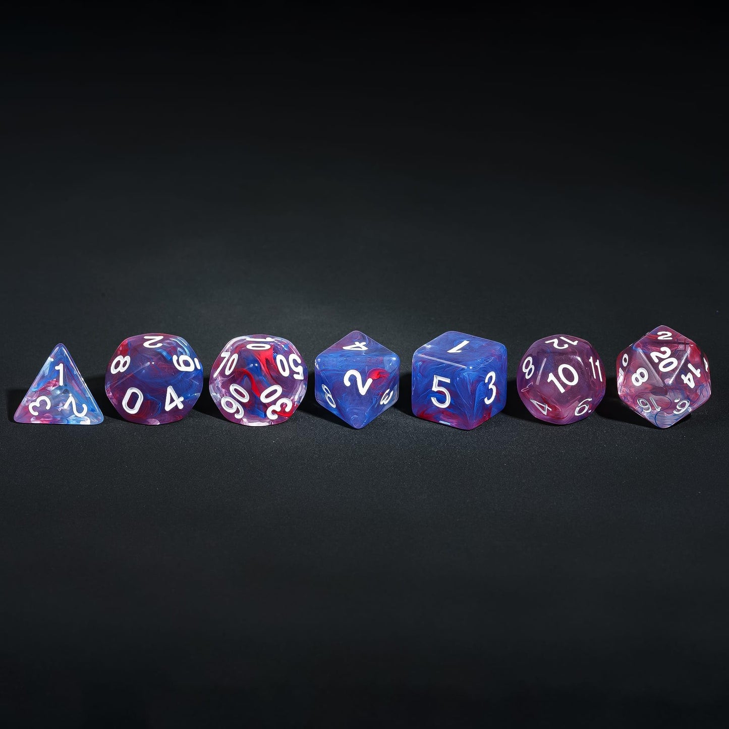 Poludie 7-Die DND Dice Set Polyhedral Dice Set with a Leather Dice Bag, D&D Dice Set for Dungeons and Dragons, RPG Table Games (