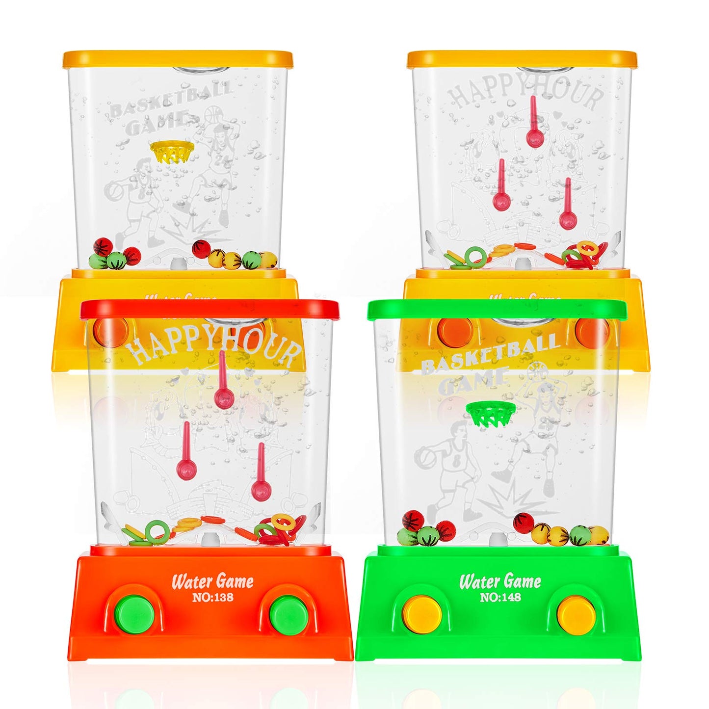 4 Pieces Handheld Water Game Arcade Water Tables For Beach Toys Party Favor Fish Rings For Different Ages Basketball Fun Gifts For Men Retro Pastime, Without Water (Chic Style)