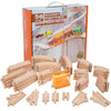 56 Piece Wooden Train Track Expansion Pack with Tunnel Compatible Thomas Wooden Railway Brio Chuggington Imaginarium Set by Orbr