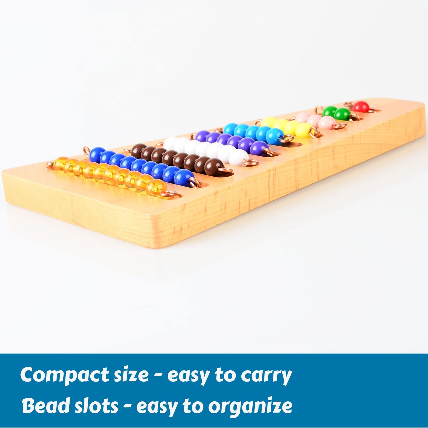 BOHS Montessori Bead Stair Set - 1-10 Counting Educational Toy, Medium Size, Multicolored Wood, Model MB717