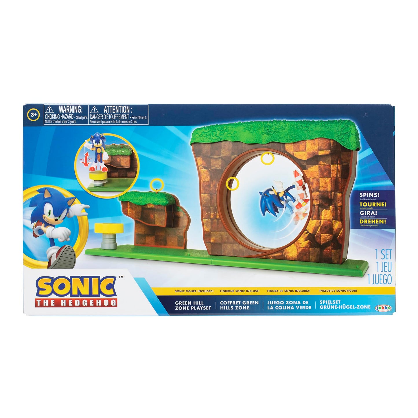 Sonic The Hedgehog Playset with 2.5" Sonic Figure - Green Hill Zone, Plastic, Model 403934-4-RF2