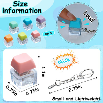 6 Pack Keyboard Fidget Toy Keyboard Fidget Keychain Keyboard Decompression Button Finger Clicker Toys Button Stress Relief Fidget Gifts for mature-themed to Relief Stress (Multicolor)