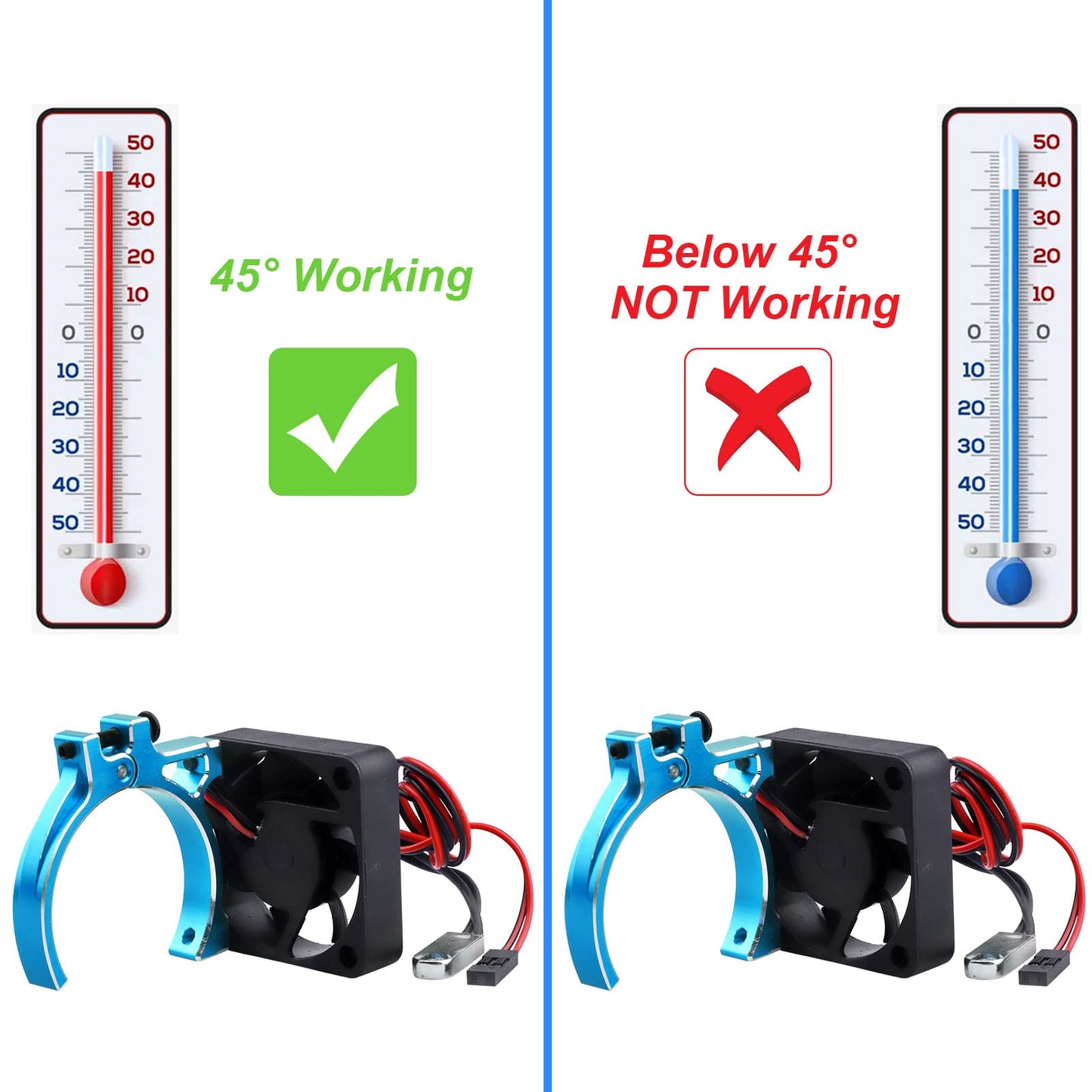 CrazyHobby RC Motor Cooling Fan with Thermal Sensor Aluminum Clamp Heatsink fit 4268 4274 Brushless Motor for 1/8 1/10 Truck Bug