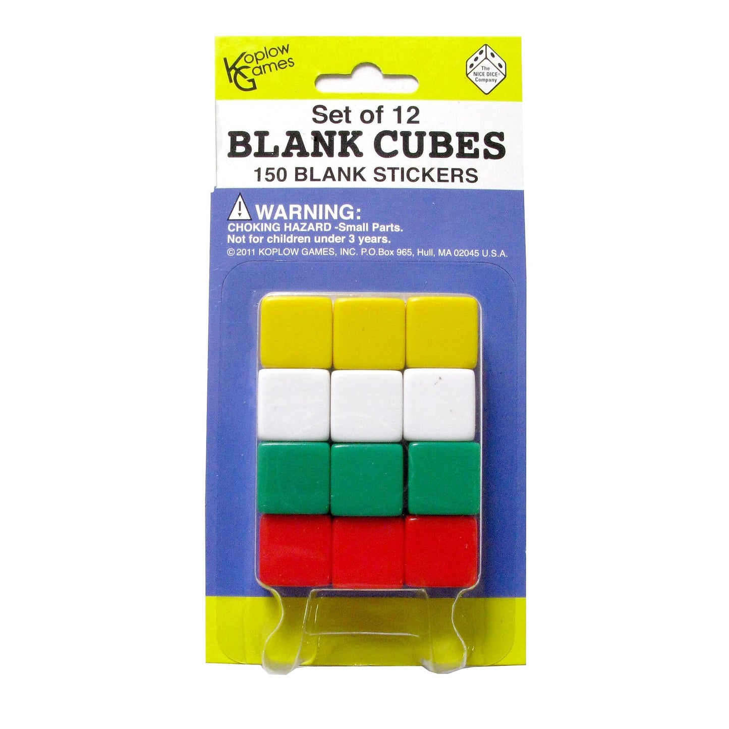 Koplow Games Kop17586-6 Blank Die W/Stickers 12-Pc, 6 Packs
