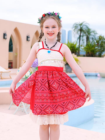 Cotrio Princess Dress For Girls Toddler Kids Outfit With Accessories Necklace Halloween Costume For Girl Dress Up Clothes Size 5