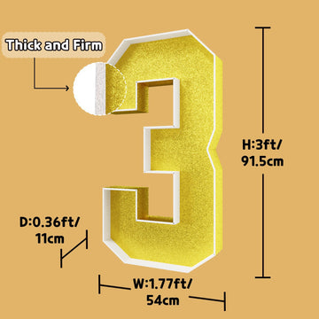 Imprsv 3Ft Gold 13Th-Birthday Decorations Numbers: 13Th Birthday Party Anniversary Decorations Large Light Up Numbers 13 For Gir