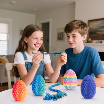 Mydethun 3D Printed Dragon 3D Printed Toy Egg with Dragon Inside Fidget Toys for mature-themeds Articulated Surprise Toys for Kids Office Desk Decor Fidgets for Kids (Azuron Sky Blue) 12