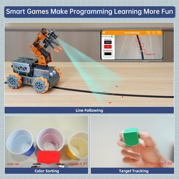 LewanSoul MasterPi 5DOF Robotic Arm Kit for Raspberry Pi 5, Orange, Aluminum, AI Vision Tracking, STEM Educational Robot