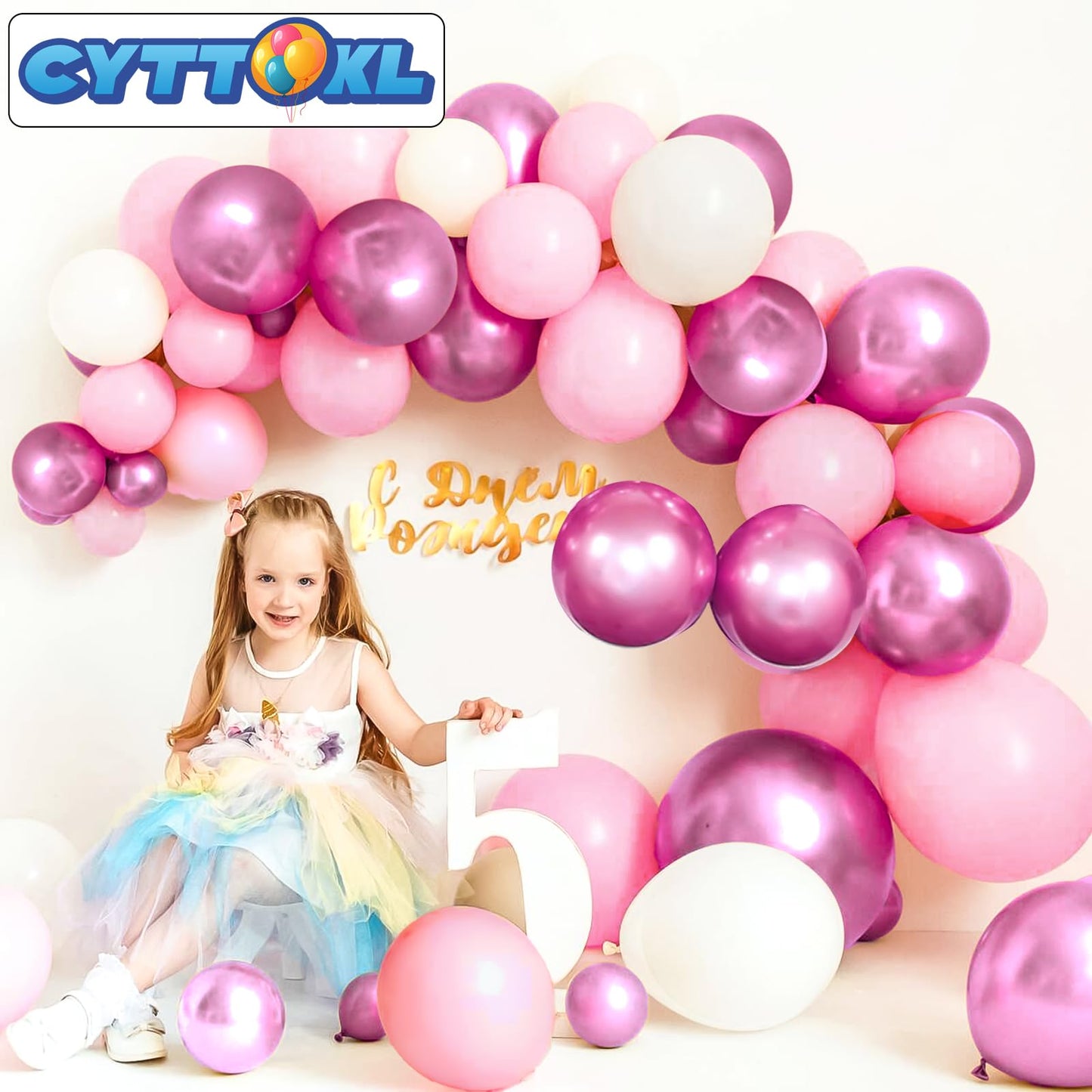 Cyttokl Metallic Hot Pink White And Pink Balloons 12 Inch 100 Pack Helium Balloons For Birthday Wedding Baby Shower Party Decora