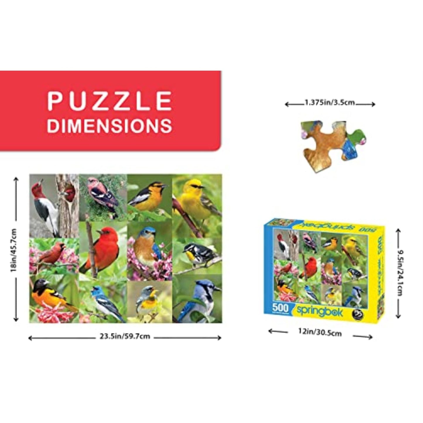 Springbok Birds Of A Feather 500 Piece Jigsaw Puzzle For Adults Features A Photo Collage Of Colorful American Birds