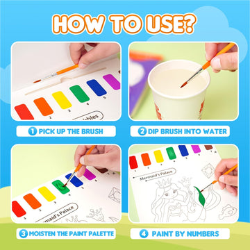 YPLUS Paint with Water Books for Toddlers, Art Craft Toys Watercolor Painting Paper for Kids Gift for Drawing with Brush - Dinos