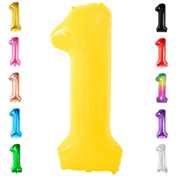 Katchon, Yellow 1 Balloon Number - 40 Inch, Helium Supported | Yellow One Balloon For First Birthday | Number 1 Balloons For 1St Birthday Party
