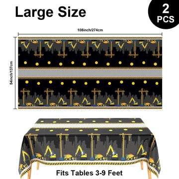 2 Pcs Construction Table Cloth Plastic Disposable Construction Birthday Party Supplies Tablecloth Rectangle Dump Truck Table Cov