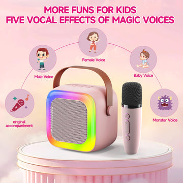 SECULEAD Karaoke Machine Wireless Speaker - mini Karaoke for Kids 3-5, Girls & Boys with Built-in Microphone for Singing, Kids K