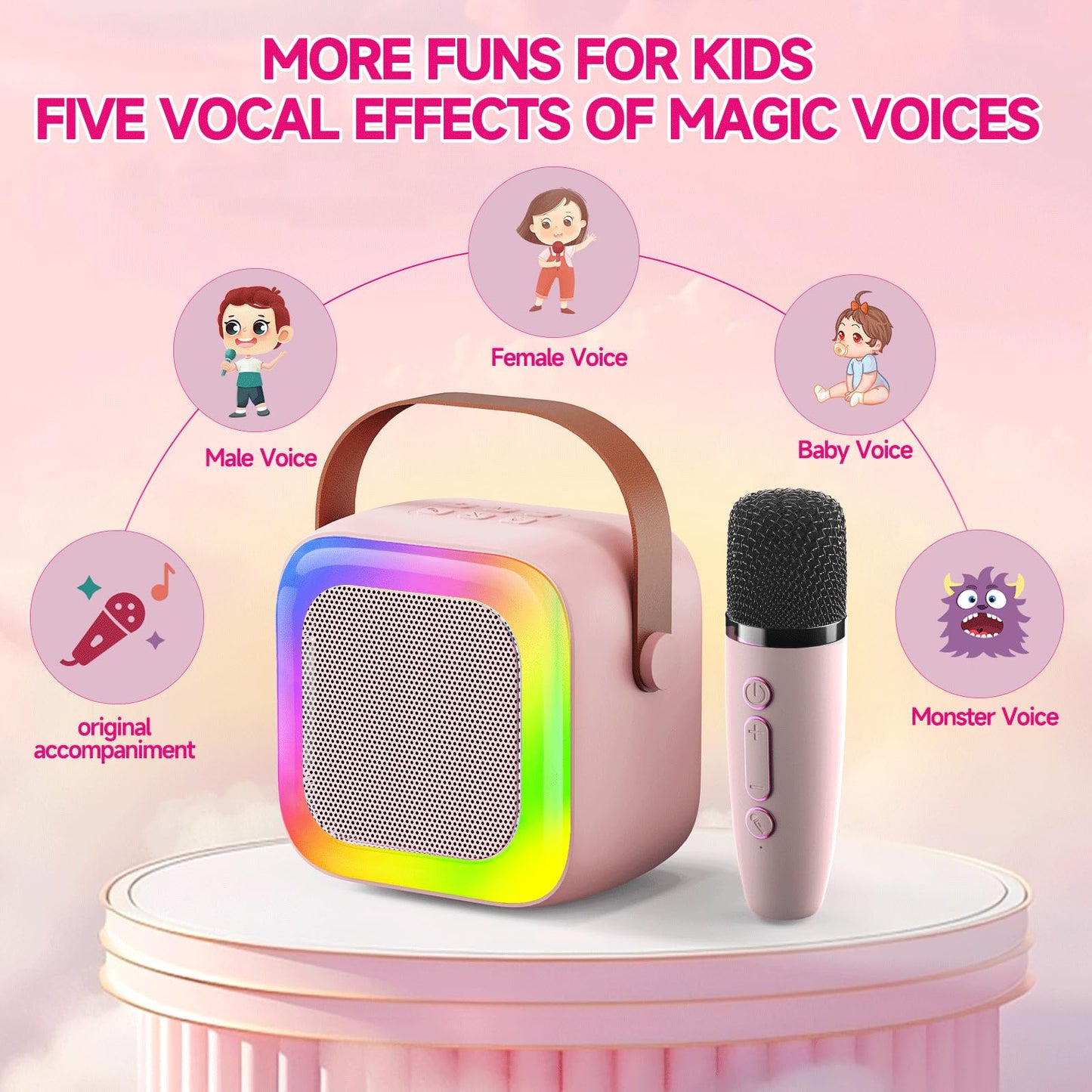 SECULEAD Karaoke Machine Wireless Speaker - mini Karaoke for Kids 3-5, Girls & Boys with Built-in Microphone for Singing, Kids K