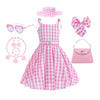 Addacos Girls Princess Costume Halloween Dress Up From Doll Movie With Accessories (Pink, 140 (8-9T))
