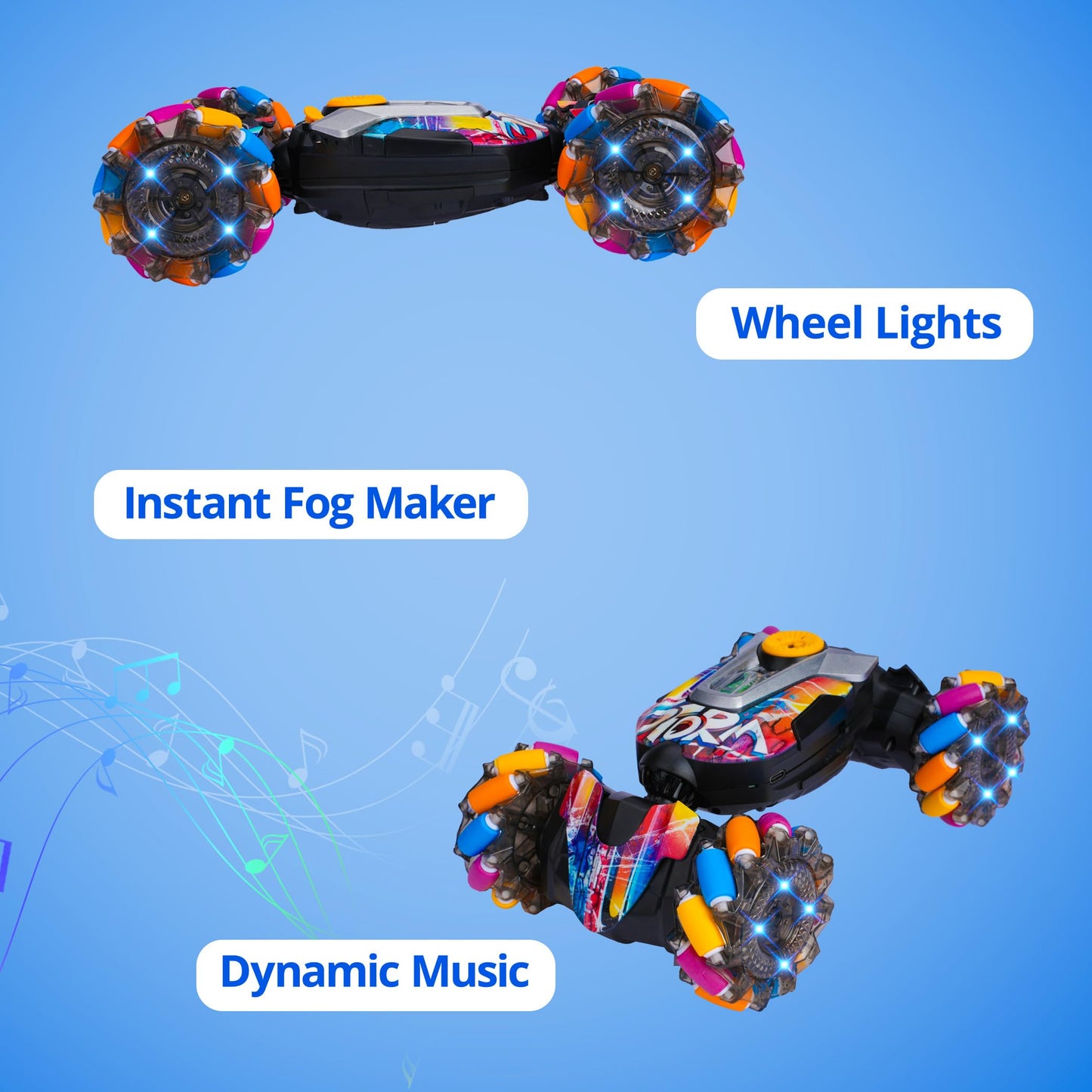 Rc Stunt Car - Rc Cars for Boys Age 8-12, Remote Control Car, RC Gesture Control Stunt Car with Light & Music, Hand Controlled R
