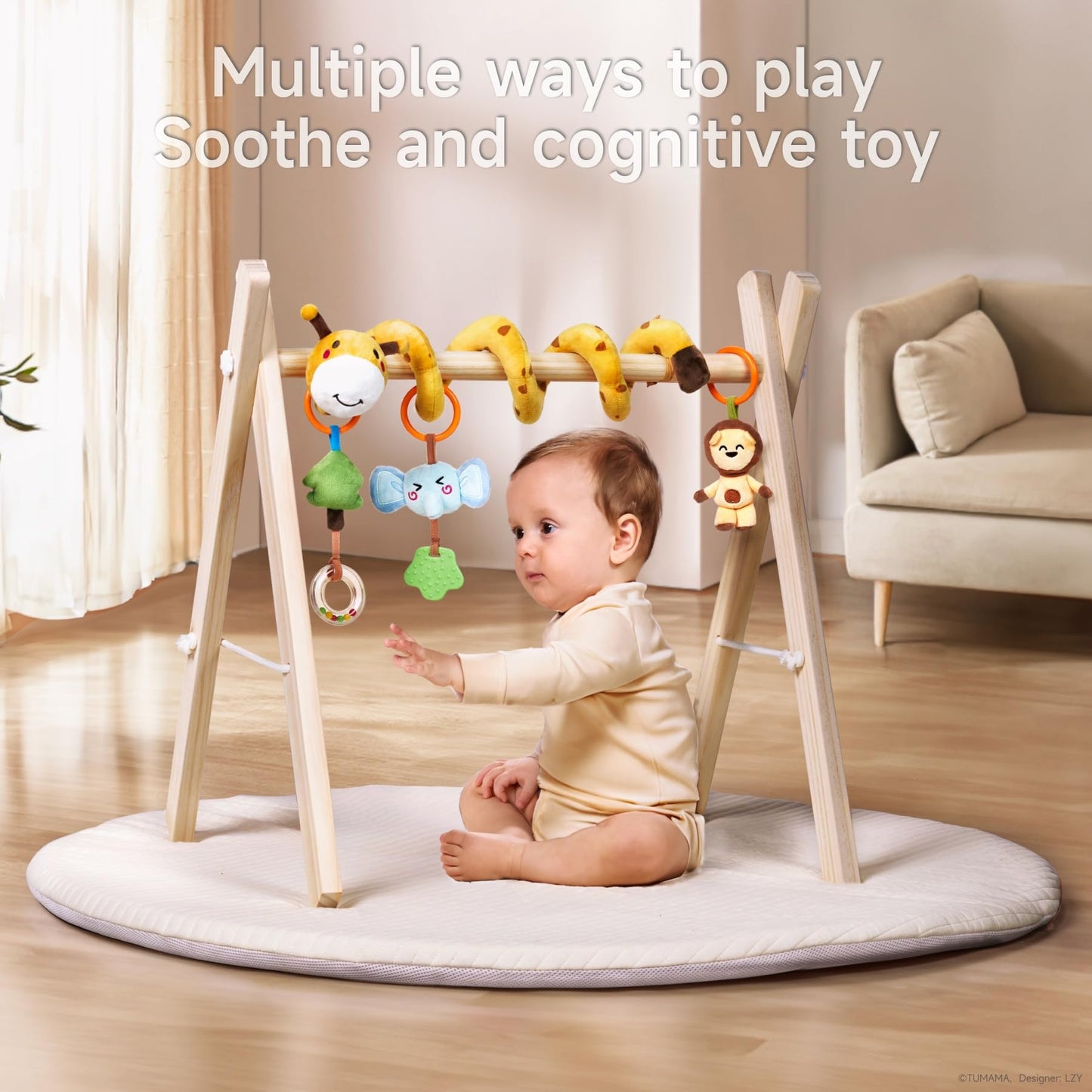 Tumama Kids Spiral Car Seat & Stroller Activity Toy - Giraffe Textured Play Activity Toy For Sensory Exploration And Engagement, Ages 0 And Up