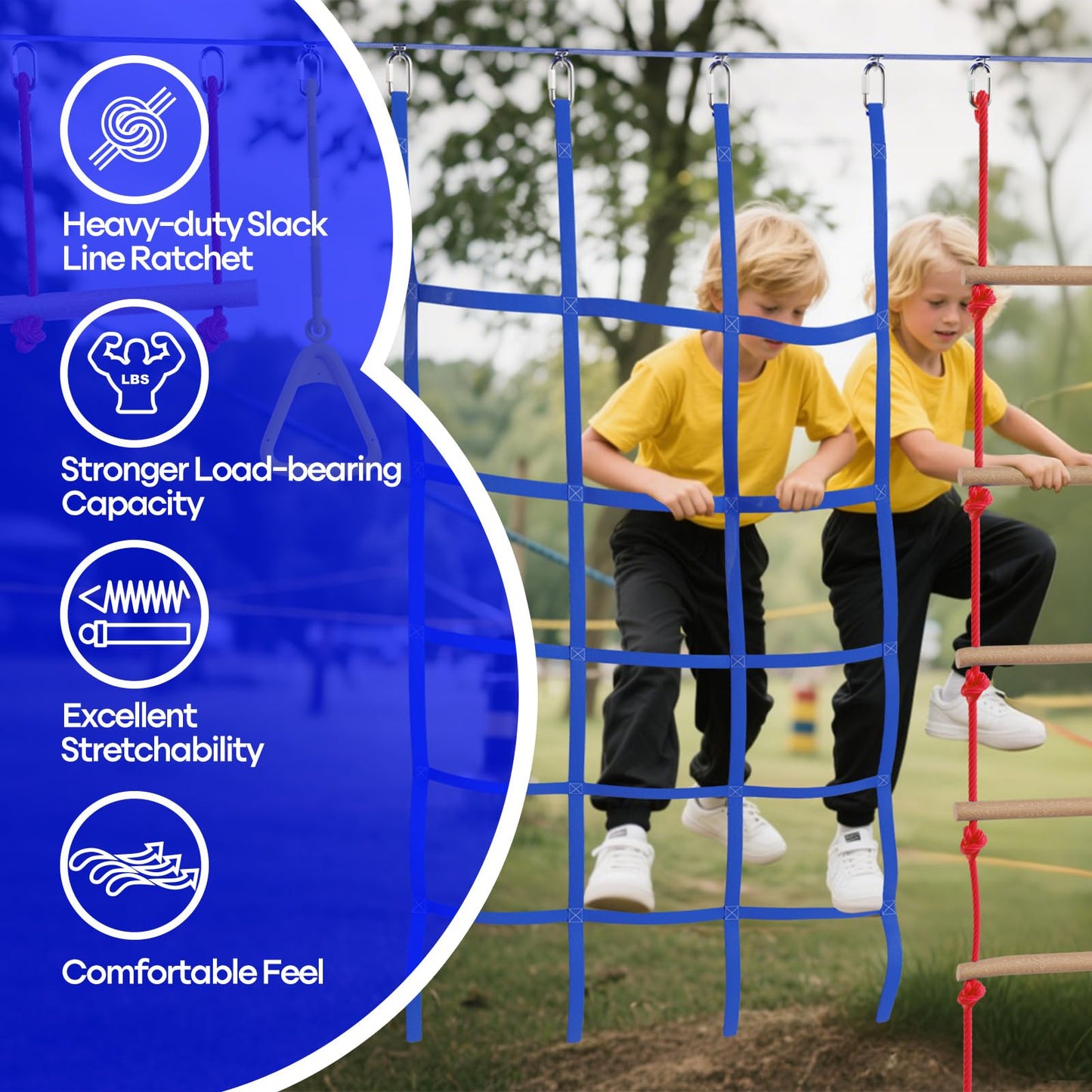 2X65Ft Ninja Warrior Obstacle Course For Kids With 12 Obstacle Course Accessories-Swings, Monkey Bars, Arm Trainers And More, Su