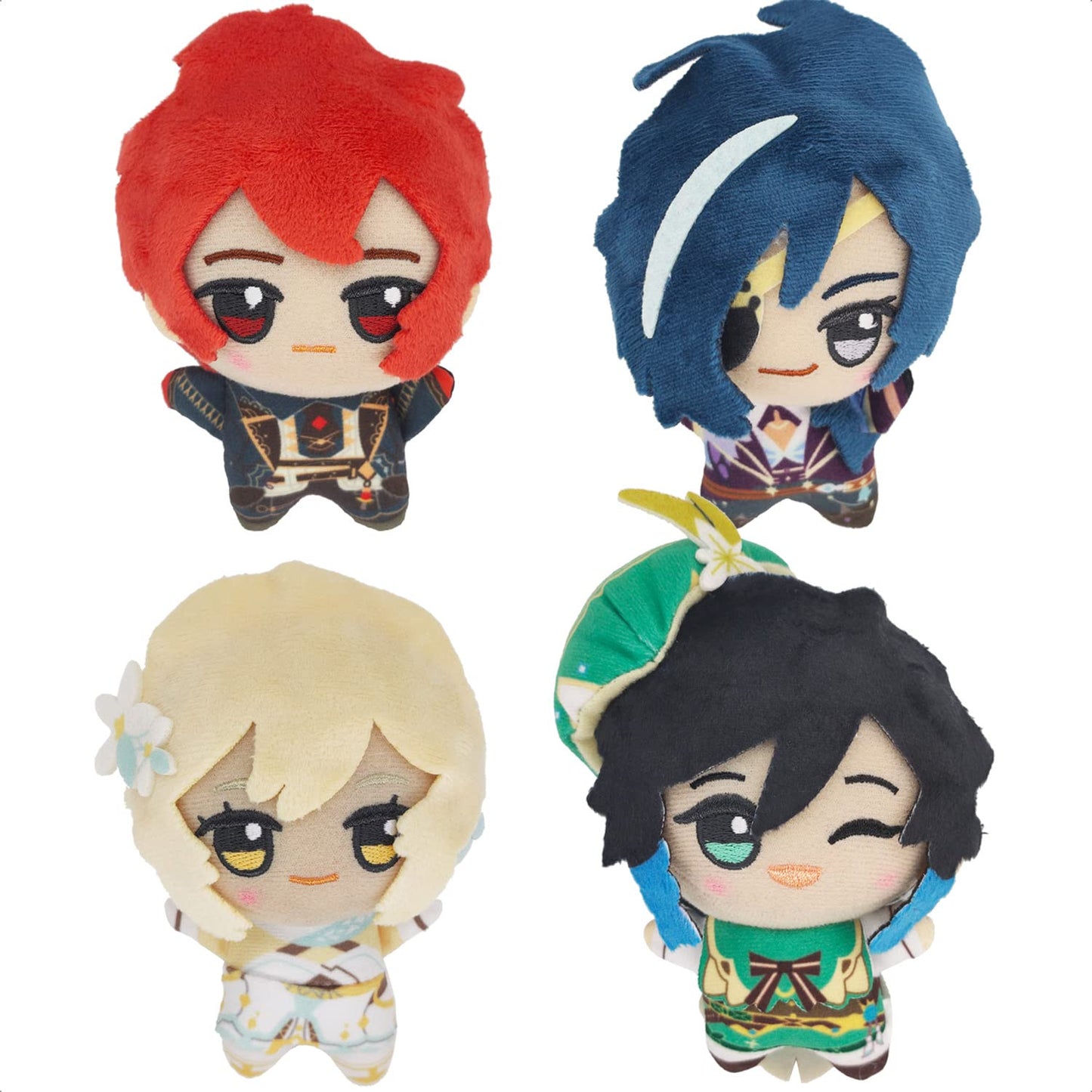 Kooliya Small Size Genshin Impact Figure Plush Doll - Venti (4 Inch), Keychain Anime Figure Soft Stuffed Gift For Game Fans (Ven