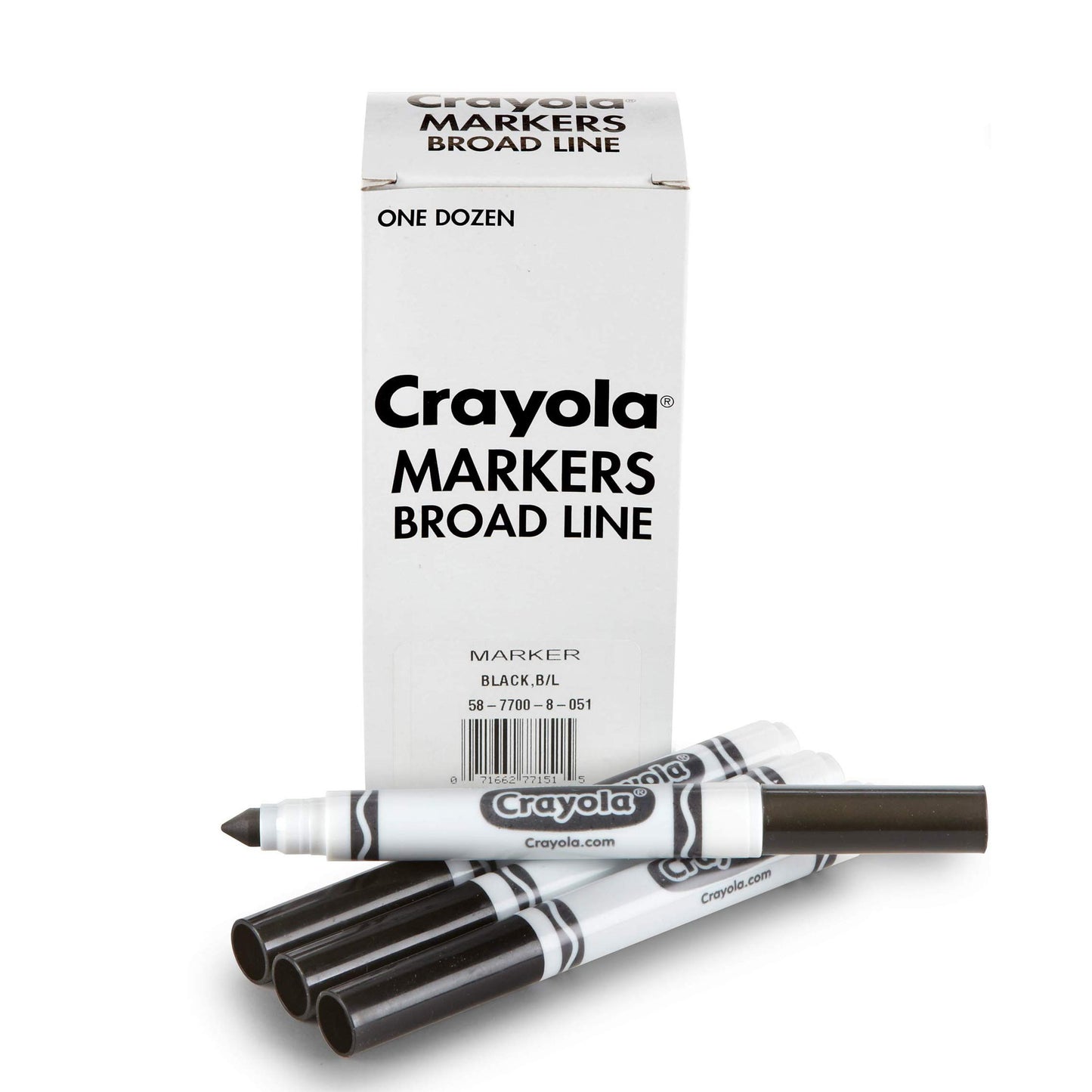 Crayola Broad Line Markers - Black (12ct), Markers for Kids, Bulk School Supplies for Teachers, Nontoxic, Marker Refill with Reu